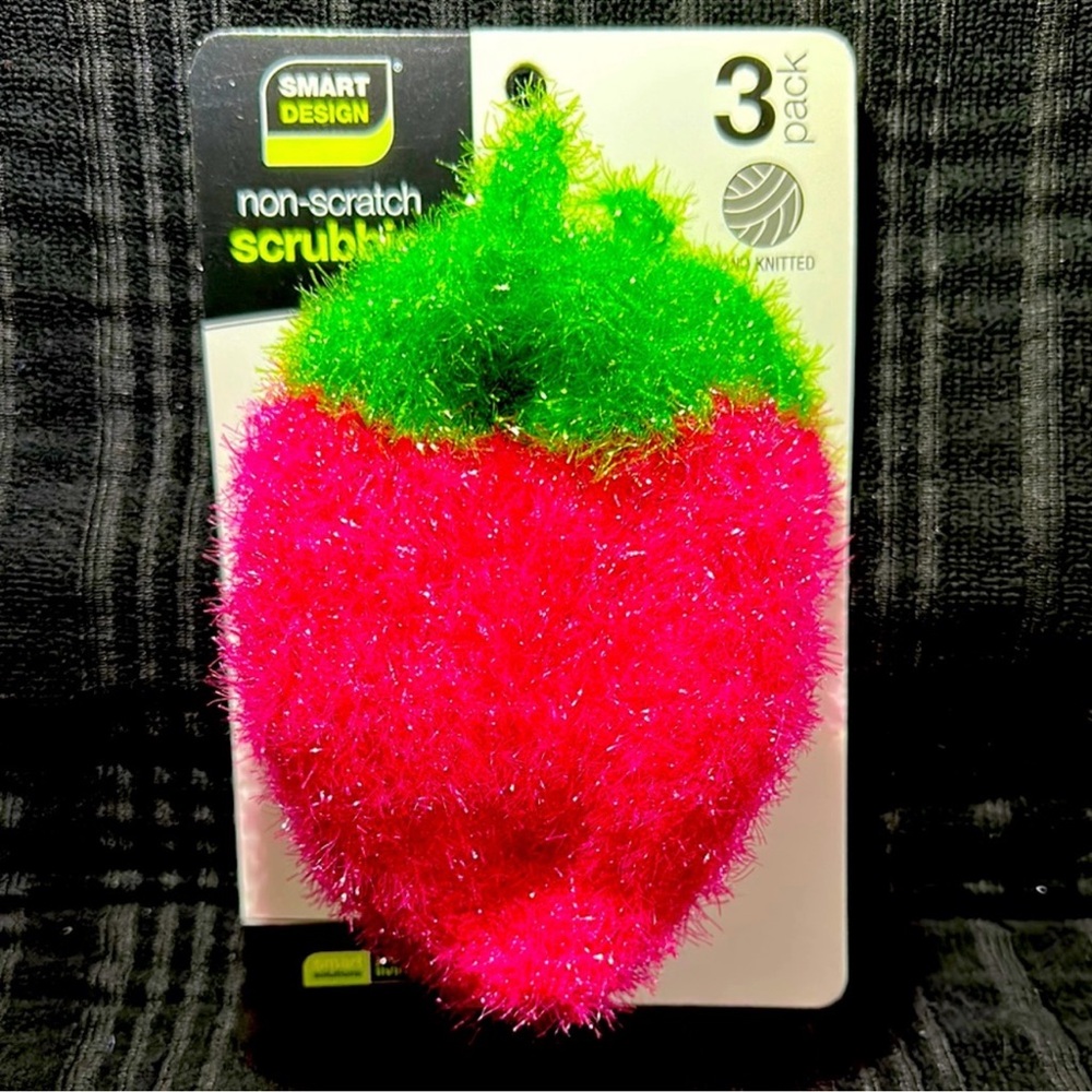 Smart Design Strawberries No Scratch 3Pack Scrubbies~NEW!